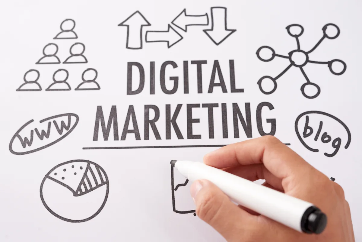 Hand drawing digital marketing strategy